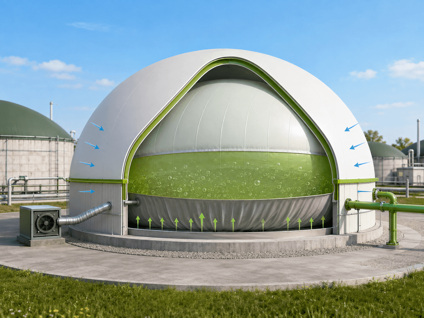 double membrane gas holder