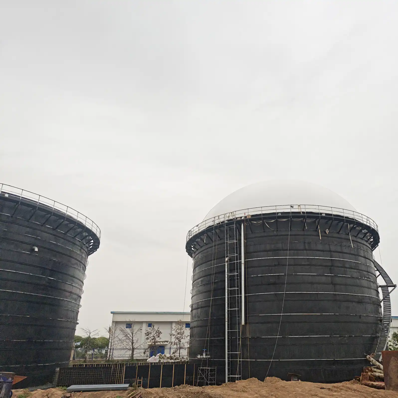 Integrated biogas holder